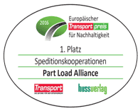 Part Load Alliance Auszeichnung Platz 1 Speditionskooperationen